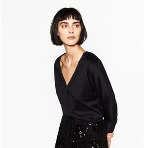 NEW Zara Basic Collection Poplin Bodysuit XS